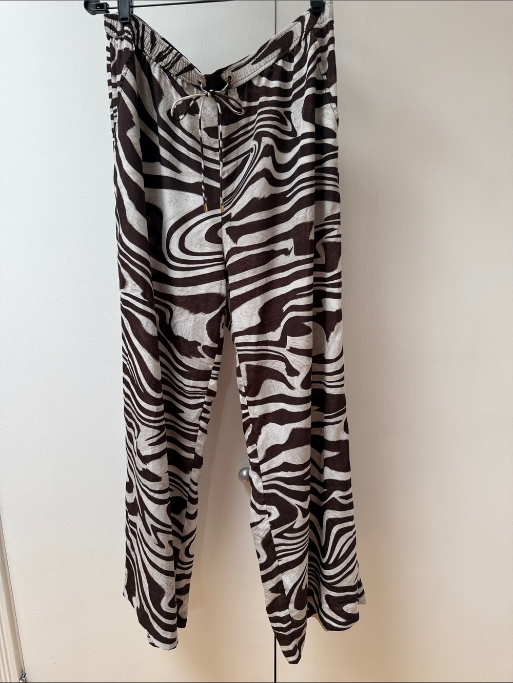 MICHAEL Michael Kors Zebra Brown and Cream Wide Leg Pants Size 14